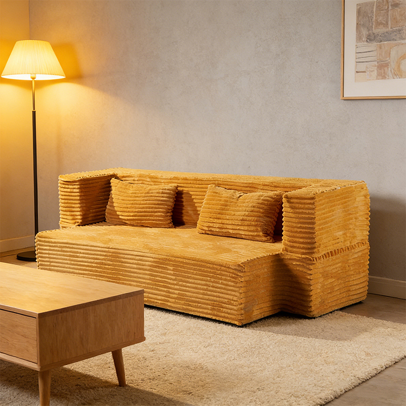 SOFTFORM All-Schaumstoff Cordstoff Kompressions-Schlafsofa